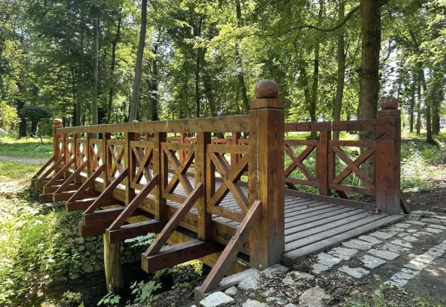 Plac z kostki kamiennej przed parterem ogrodowym